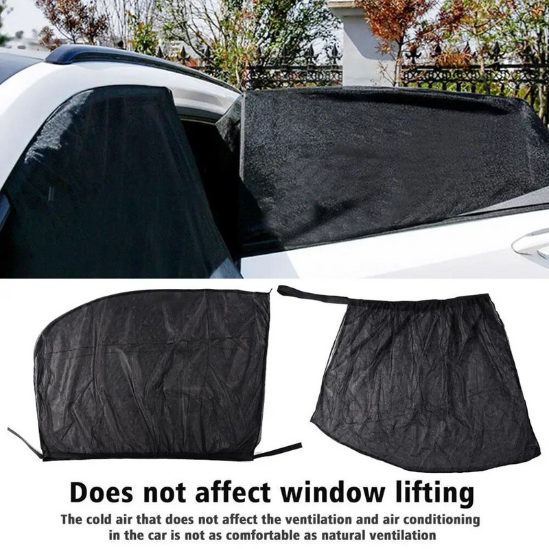 Κουρτίνες αντηλιακού αυτοκινήτου Καλοκαιρινές κουρτίνες προστασίας από κουνούπια Διχτυωτό δίχτυ στο πλαϊνό παράθυρο που αναπνέει Αξεσουάρ αυτοκινήτου Μαύρο