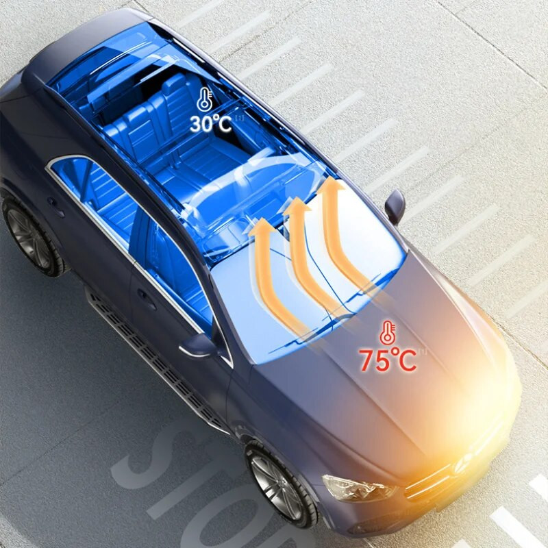 Auto päikesevari esiklaas Hõbedase päikesekaitsekreemiga peegeldava UV-kuumusekilbiga kaetud auto kardinavari