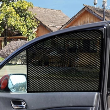 2/4Pcs Αυτοκόλλητα Car Personality Sunshades με Μικρή Τρύπα Μαύρο PVC Πλαϊνό Παράθυρο Κάλυμμα ηλίου Αξεσουάρ αυτοκινήτου Εξωτερικό 42x38cm