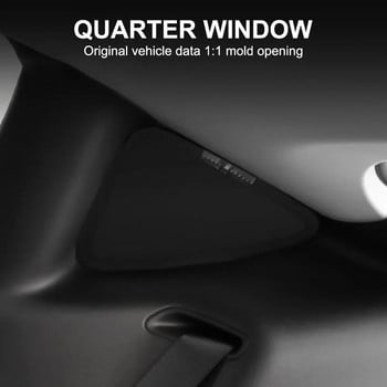 2PCS Мрежа за сенник за заден прозорец на автомобила Малък триъгълник Подложки за засенчване Подложки за блокиране на светлината Протектор за Tesla Model 3 Y Автоаксесоари