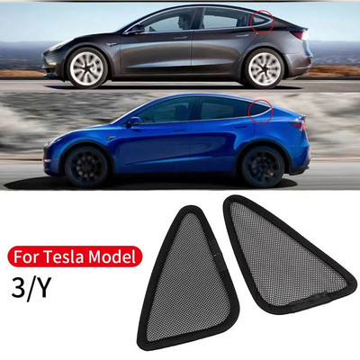 2PCS Car Rear Window Sunshade Net Small Triangle Shading Mats Light Blocking Pads Protector For Tesla Model 3 Y Auto Accessories