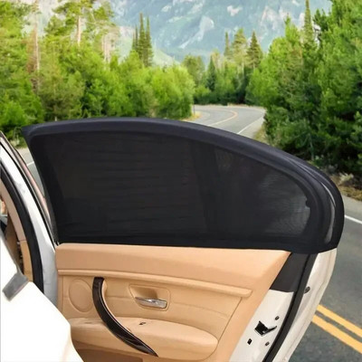 2 PCS Car Sunshade Window Front Side Window Cover Sunshade Anti Mosquito Heat Insulation Car Net Privacy Curtain