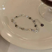 Korea moodne tsirkoonist südamekäevõru naistele Y2K, armsad tüdrukud, õõnsad liblikaketi lingid, käevõrud, peoehted, kingitused