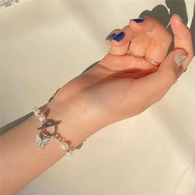 Korea moodne tsirkoonist südamekäevõru naistele Y2K, armsad tüdrukud, õõnsad liblikaketi lingid, käevõrud, peoehted, kingitused