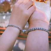 Βραχιόλι με μαγνητική πόρπη για ζευγάρια Σχεδιασμός δημιουργικής αλυσίδας σε στυλ Ημέρα του Αγίου Βαλεντίνου Μαγνήτης έλξης βραχιόλι Βραχιόλι για ζευγάρι