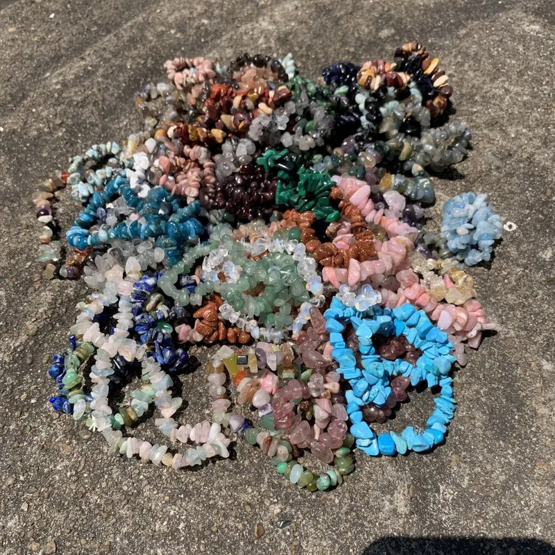 Narukvica od prirodnog kristala Narukvica od nepravilnog kamena Perle Čip nakit Ametist akvamarin ružičasti kvarc Narukvice za žene