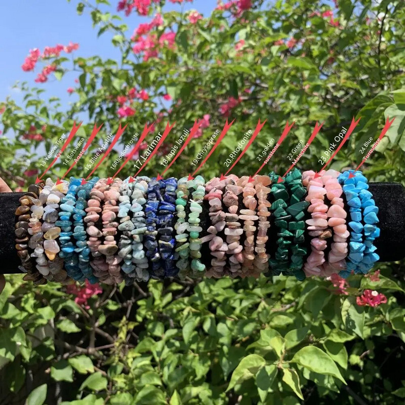 Narukvica od prirodnog kristala Narukvica od nepravilnog kamena Perle Čip nakit Ametist akvamarin ružičasti kvarc Narukvice za žene