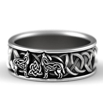 Huitan Viking Nordic Mythology Giant Wolf Men Ring Defense Totem Wolf Fashion Hip Hop Rock Unisex Finger Ring Punk Δώρο