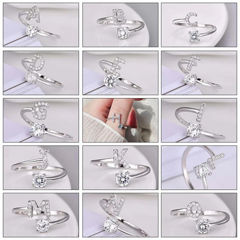 Пръстени с отворени пръсти с 26 английски букви AZ Инициали Име Азбука Женски креативен пръстен Модно сватбено парти Бижута Подаръци