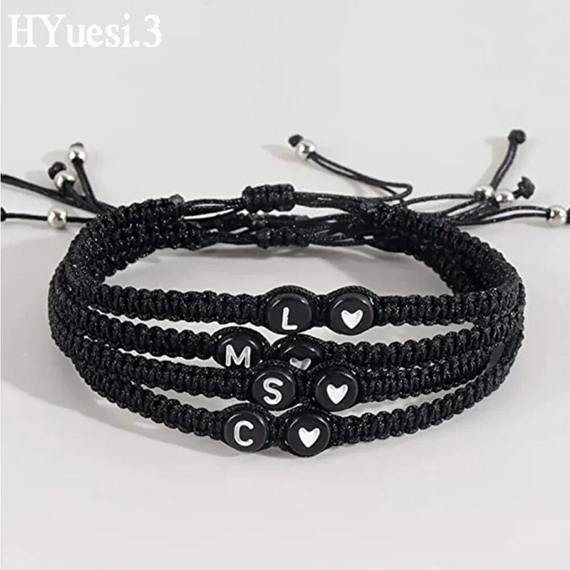 26 burtu sākuma sirds piekariņi rokassprādzes ar rokām darinātas regulējamas AZ nosaukuma pītas rokassprādzes sievietēm vīriešiem, draudzība, rotaslietas, dāvanas