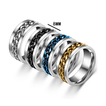 Δαχτυλίδι ζευγαριού με περιστρεφόμενο ατσάλι τιτανίου Πολυλειτουργικό κοσμήματα μόδας 8mm Δαχτυλίδι Fidget Spinner Δώρα Power Sense