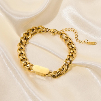 Βραχιόλι EILIECK 316L από ανοξείδωτο ατσάλι χρυσό χρώμα για γυναίκες Βραχιόλι με αλυσίδα απλού στυλ Μοντέρνο δώρο κοσμήματος που δεν ξεθωριάζει