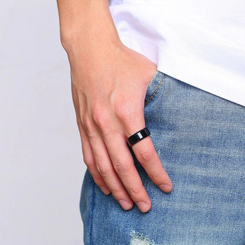 Vnox 6/8 мм обикновен пръстен за мъже, лъскава основна брачна лента от неръждаема стомана Ежедневни класически прости бижута за пръсти на момче