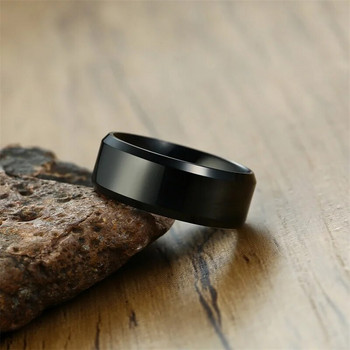 Vnox 6/8 мм обикновен пръстен за мъже, лъскава основна брачна лента от неръждаема стомана Ежедневни класически прости бижута за пръсти на момче