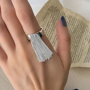 Хип-хоп пънк пръстени с пискюли за жени Елегантен чар ретро уникален пръстен пръстен с пискюли Сребърни цветни пръстени Парти бижута Подаръци