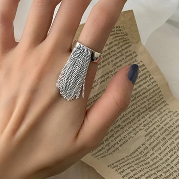 Хип-хоп пънк пръстени с пискюли за жени Елегантен чар ретро уникален пръстен пръстен с пискюли Сребърни цветни пръстени Парти бижута Подаръци