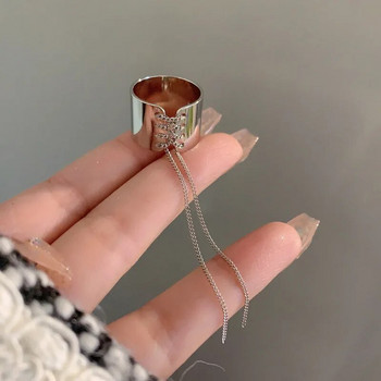 Γοτθικά δαχτυλίδια με φούντα με ευρεία άκρη γυναικεία χιπ χοπ πανκ Vintage ρυθμιζόμενο δαχτυλίδι ανοίγματος Αισθητικά γεωμετρικά γκοθ δαχτυλίδια