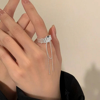 Пънк модни пръстени с неправилни лава с пискюли за жени Винтидж хип поп многослоен пръстен с верижка Коледни подаръци Аксесоари за бижута
