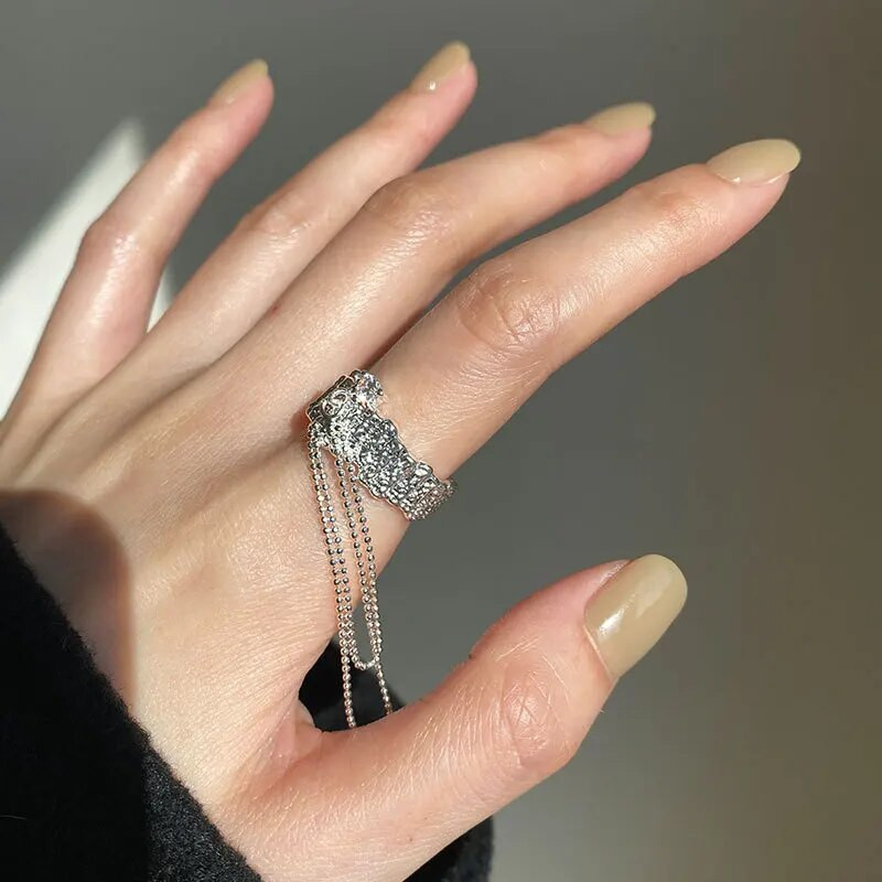 Punkmood Ebaregulaarsed laavatuttidega sõrmused naistele Vintage hippopi mitmekihilised ketisõrmused jõulukingitused, ehted, aksessuaarid