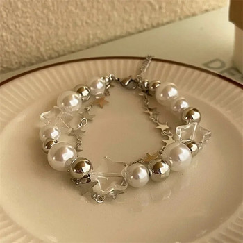 Βραχιόλι Crystal Star Pentagram Imitation Pearl για Γυναικεία Vintage Aesthetic Charm Βραχιόλι με αλυσίδα διπλού στρώματος Δώρο κοσμήματος