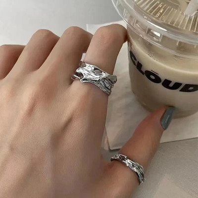 3 τμχ Vintage ακανόνιστο ανοιχτό δαχτυλίδι για γυναίκες Ανδρικά Vintage Punk Liquid Metal Style Finger Y2K Αξεσουάρ Μόδα κοσμήματα