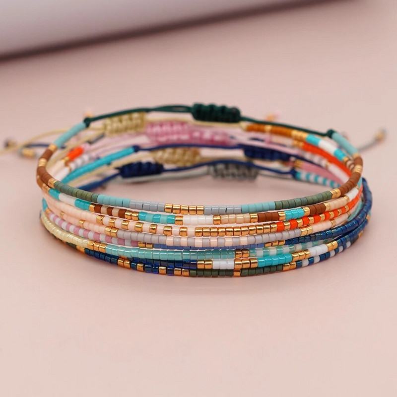 Go2boho seemnehelmed pisikesed käevõrud naistele Boho Pulseras Mujer Designer Värvilised Sõprus Reguleeritavad Ehted Aksessuaarid y2k