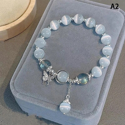 Оригинална опалово морско синьо съкровище, лунна кристална гривна, лека луксозна еластична гривна за момичета, дамски бижута, аксесоари
