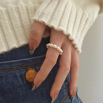 Χαριτωμένα μινιμαλιστικά δαχτυλίδια με μαργαριτάρια για γυναίκες Κορεάτικα ακανόνιστα δαχτυλίδια με μαργαριτάρια Trend Γυναικεία κοσμήματα δώρα
