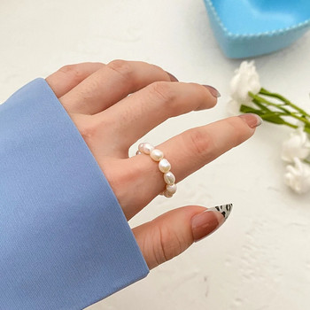 Сладки минималистични пръстени с перлени мъниста за жени Корейски неправилни перлени пръстени за пръсти Тенденция Дамски бижута Подаръци