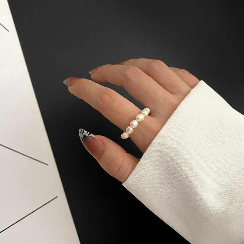 Χαριτωμένα μινιμαλιστικά δαχτυλίδια με μαργαριτάρια για γυναίκες Κορεάτικα ακανόνιστα δαχτυλίδια με μαργαριτάρια Trend Γυναικεία κοσμήματα δώρα