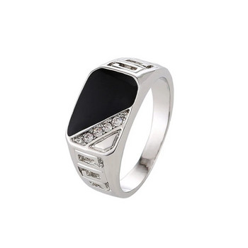 Модни мъжки бижута, класически брачен пръстен със златни кристали, висококачествени черни емайлирани пръстени за мъже, подарък за коледно парти