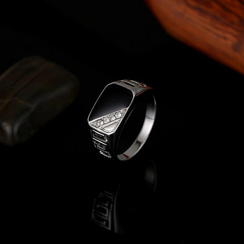 Модни мъжки бижута, класически брачен пръстен със златни кристали, висококачествени черни емайлирани пръстени за мъже, подарък за коледно парти