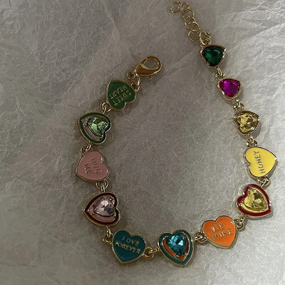 Μόδα Color Love Drop Oil Eamel Βραχιόλι Γυναικείο INS Νέο σχέδιο Cute Heart Candy Color βραχιόλι