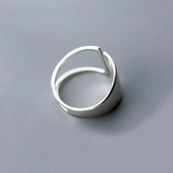 Сребърни прости пънк кухи пръстени за жени Геометрични модни отворени регулируеми ръчно изработени парти бижута Подарък Алергичен годежен пръстен
