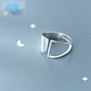 Сребърни прости пънк кухи пръстени за жени Геометрични модни отворени регулируеми ръчно изработени парти бижута Подарък Алергичен годежен пръстен