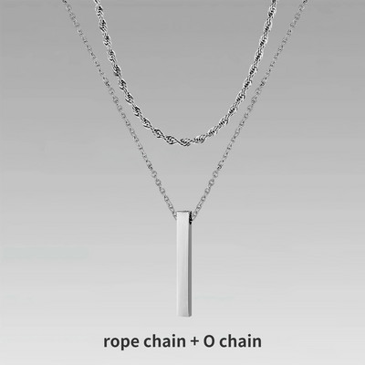 Vnoxi 3D vertikaalsed baarikaelakeed meestele, kihiline roostevabast terasest geomeetriline ripats, kihiline nisuköiest Kuuba kett, poisi kaelarihm