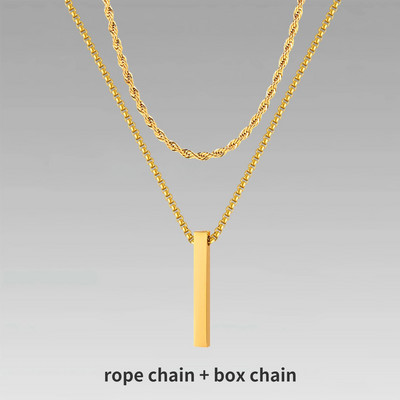 Vnoxi 3D vertikaalsed baarikaelakeed meestele, kihiline roostevabast terasest geomeetriline ripats, kihiline nisuköiest Kuuba kett, poisi kaelarihm