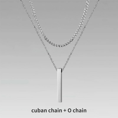 Vnoxi 3D vertikaalsed baarikaelakeed meestele, kihiline roostevabast terasest geomeetriline ripats, kihiline nisuköiest Kuuba kett, poisi kaelarihm