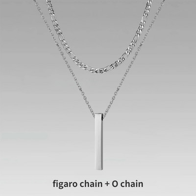 Vnoxi 3D vertikaalsed baarikaelakeed meestele, kihiline roostevabast terasest geomeetriline ripats, kihiline nisuköiest Kuuba kett, poisi kaelarihm