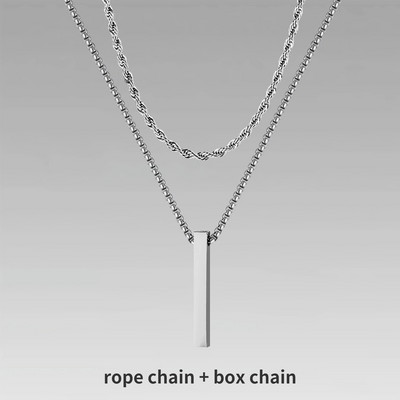 Vnoxi 3D vertikaalsed baarikaelakeed meestele, kihiline roostevabast terasest geomeetriline ripats, kihiline nisuköiest Kuuba kett, poisi kaelarihm