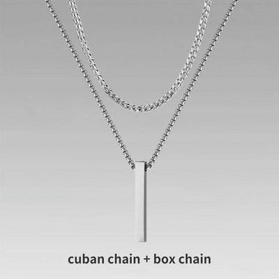 Vnoxi 3D vertikaalsed baarikaelakeed meestele, kihiline roostevabast terasest geomeetriline ripats, kihiline nisuköiest Kuuba kett, poisi kaelarihm