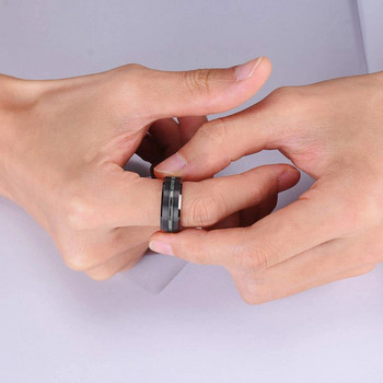Ανδρικά δαχτυλίδια μόδας 8 χιλιοστών Μαύρα δαχτυλίδια από ανοξείδωτο ατσάλι ματ δαχτυλίδια για άντρες Αρραβώνας γάμου Δώρα γενεθλίων επετείου κοσμήματα