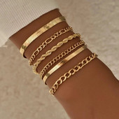 6Pcs/Set Modni set narukvica s debelim karikama za žene Zlatne boje Srebrne boje Metalni zmijski lanac Twist Narukvica Punk nakit