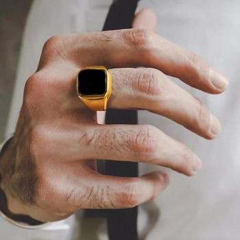 Готически пънк пръстени Vnox за мъже Пръстени с печат Кръгла квадратна горна щампа Finger Band Chunky Boys Тийнейджърски рок бижута Братски пръстени
