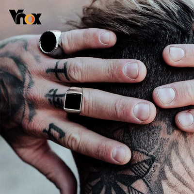 Vnox gooti punk-sõrmused meestele Signet-sõrmused ümmargused ruudukujulised ülaosastamp Finger Band Chunky Boys Teismelised Rock Ehted Vennaskonna sõrmused