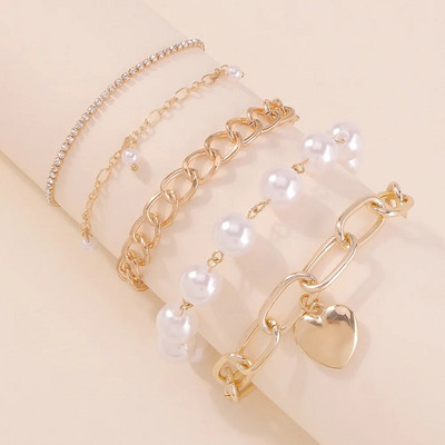 Boho mados apyrankės moterims Naujos vintažinės geometrinės perlinės žmogaus galvos monetos pakabukas auksinės spalvos papuošalai, dovana moterims B029