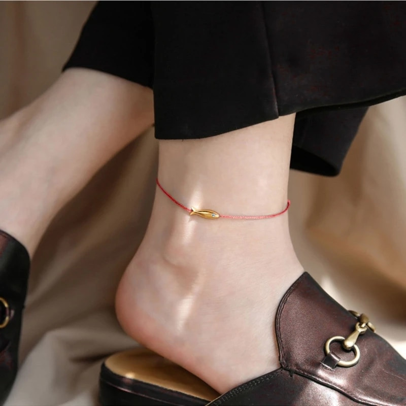 Punane nöör Kala käevõru naistele armas kala sinine nöör reguleeritav käevõru käsitsi valmistatud ehted minimalistlikud etnilised ehted