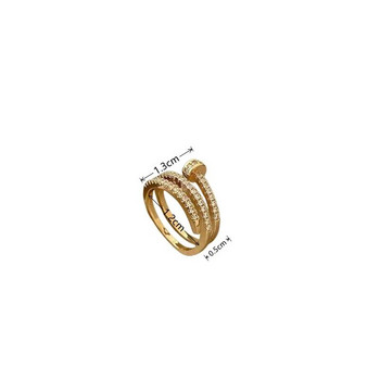 1 бр. Златен пръстен Дамски моден стил Многослойна мед с цирконий Студен вятър Бижута за ръце