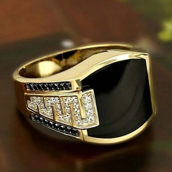 Нови 2023 г. Метални лъскави пръстени за мъже Геометрична ширина Печат с квадратен пръст Пънк стил Моден пръстен Аксесоари за бижута Цяла разпродажба