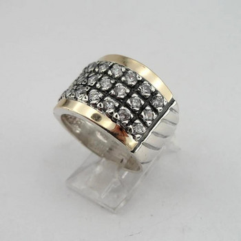 Кариран пръстен с медно покритие от неръждаема стомана за жени Ретро индивидуален пръстен с пръсти с широко лице Женски модни креативни бижута